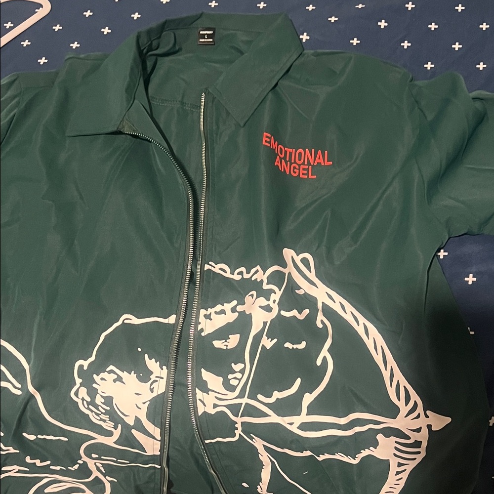 Green Jacket with Graphic Design
